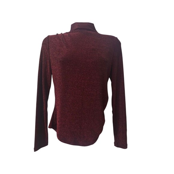 Veronica Beard Crimson Lurex Turtleneck Top - Picture 2 of 13